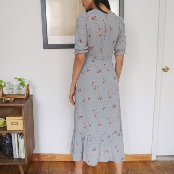 Reformation Nantes Dress 0 Avignon (blue pink floral print) - Picture 3 of 4